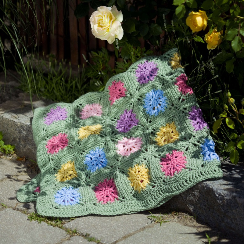 Red Heart Crochet Flower Field Blanket