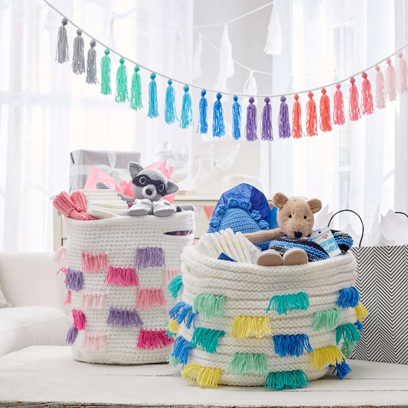 Red Heart Crochet Fringe Basket