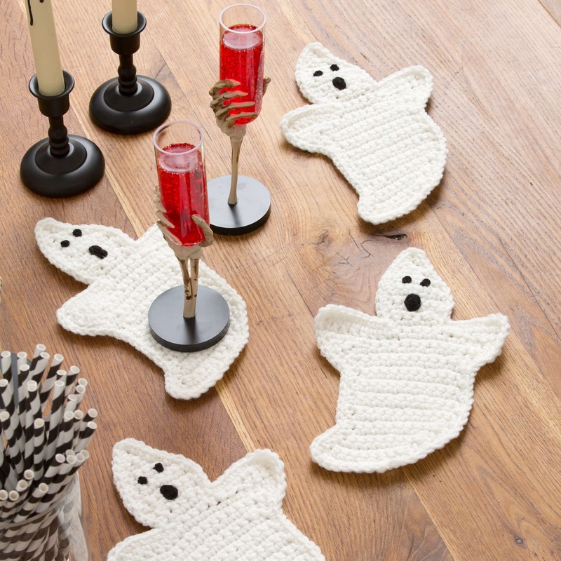 Red Heart Crochet Ghost Coasters