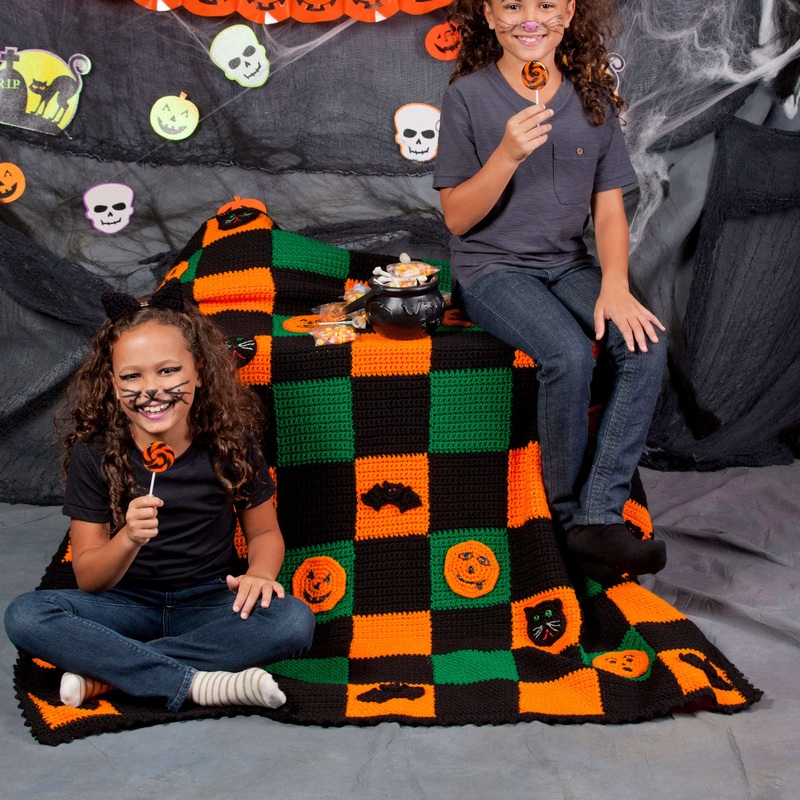 Red Heart Crochet Halloween Throw