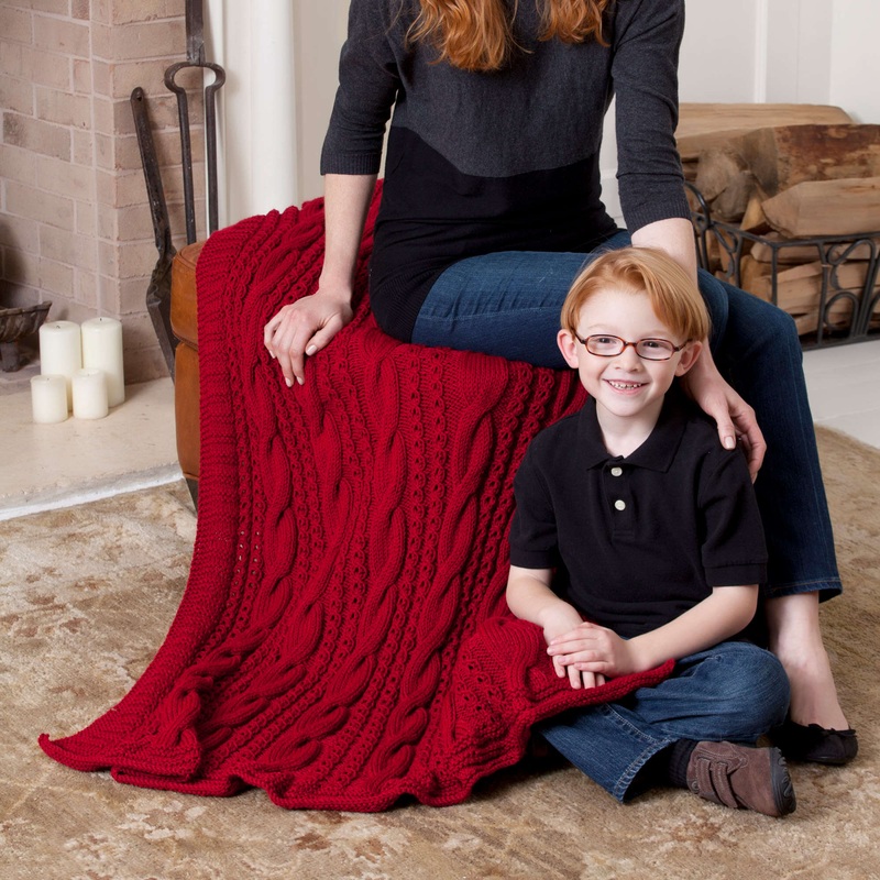 Red Heart Knit Cabled Comfort Throw