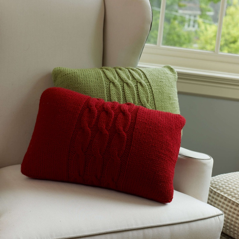 Red Heart Knit Cabled Pillows|Single Size