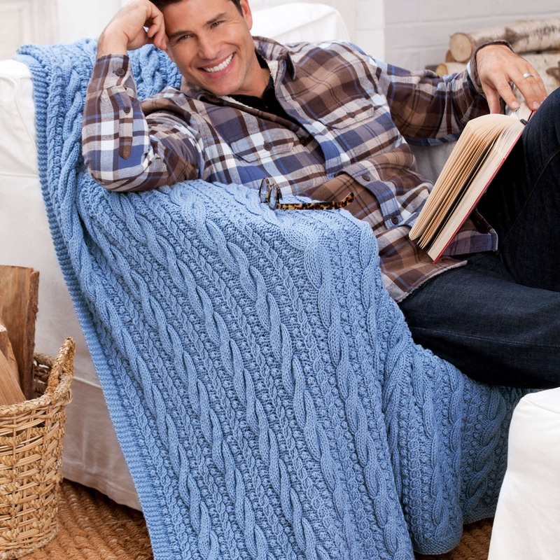 Red Heart Knit Cables and Bobbles Throw
