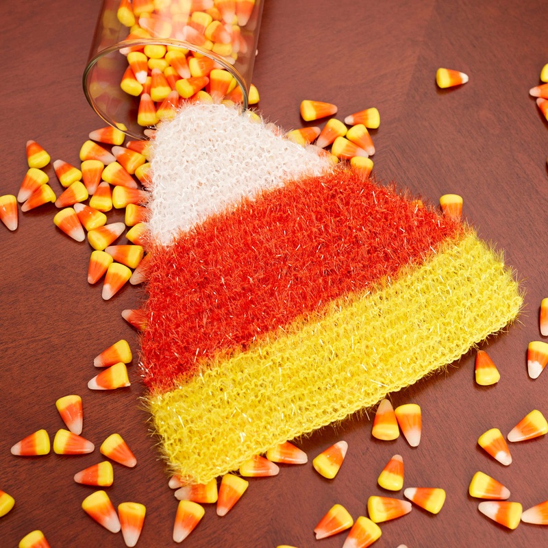 Red Heart Knit Candy Corn Scrubby