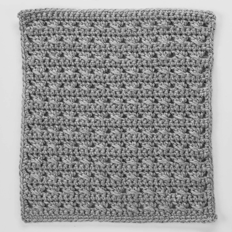 Red Heart Crochet Cross-Stitched Square for Checkerboard Textures Throw