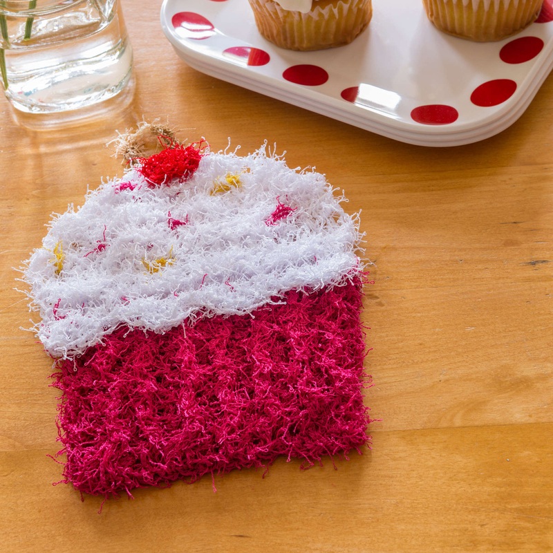 Red Heart Crochet Cupcake Scrubby