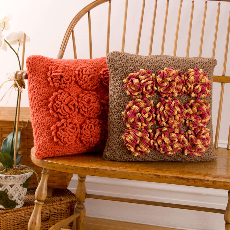 Red Heart Crochet Dahlia Pillows