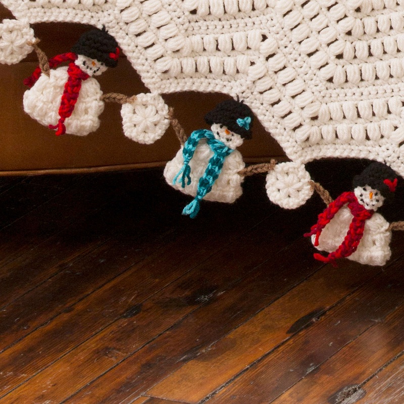 Red Heart Crochet Dancing Snowmen Throw