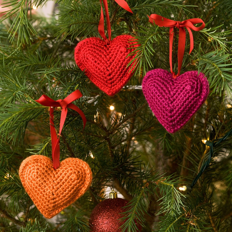 Red Heart Crochet Decorative Hearts Ornaments