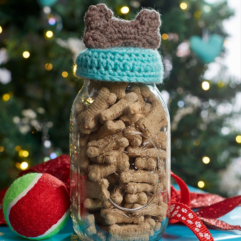 Red Heart Crochet Dog Treat Jar Topper