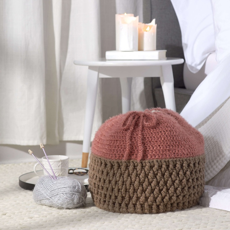 Red Heart Crochet Drawstring Basket