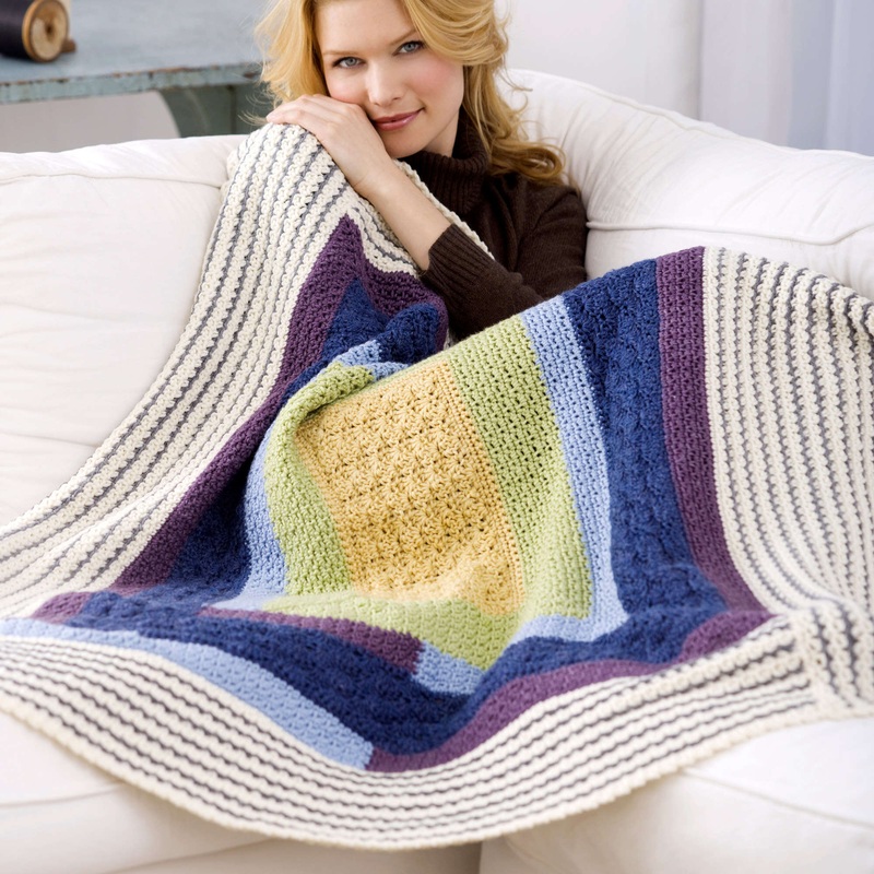 Red Heart Crochet Dreamy Quilt Throw
