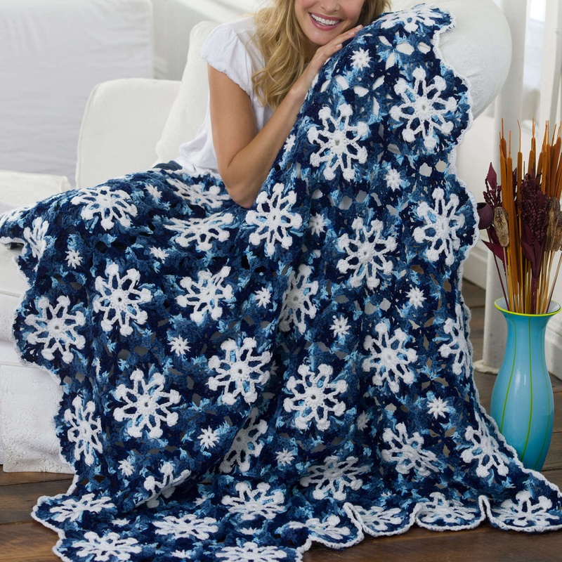 Red Heart Crochet Dusty Snowflake Throw