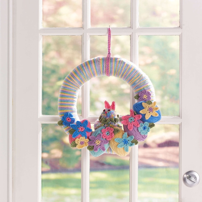 Red Heart Crochet Easter Bunny Wreath