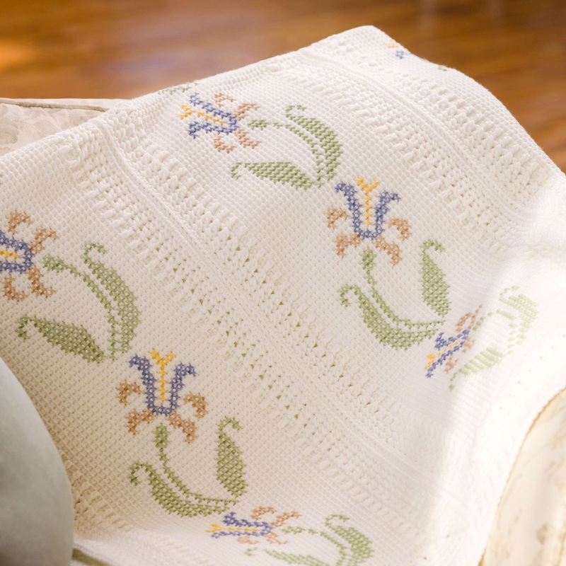 Red Heart Crochet Elegant Floral Throw