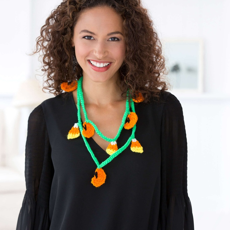 Red Heart Crochet Fall Festival Necklace