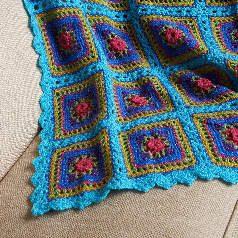 Red Heart Crochet Festive Squares Throw