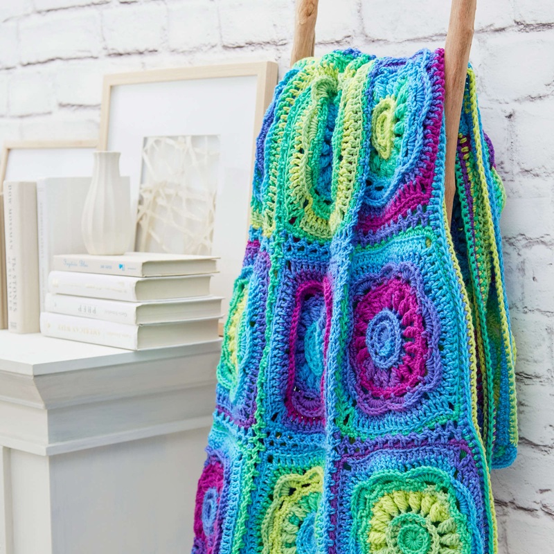 Red Heart Crochet Floral Beauty Throw