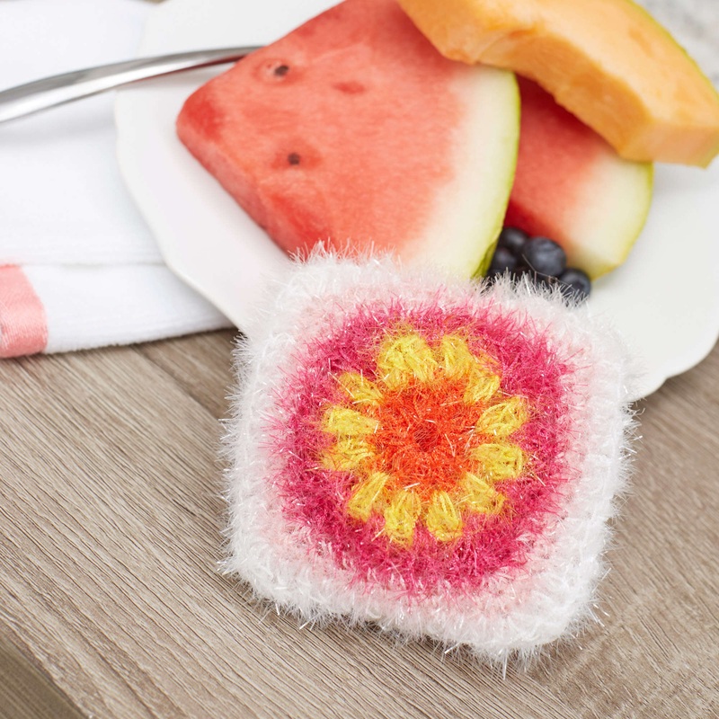 Red Heart Crochet Flower Granny Square Scrubby