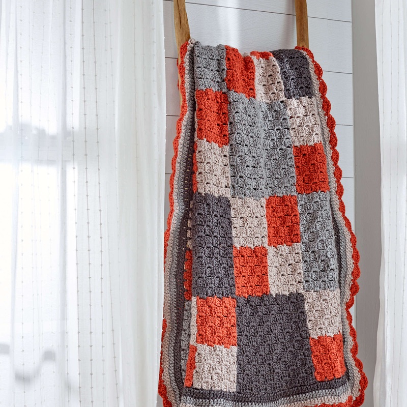 Red Heart Crochet Four-Patch Throw