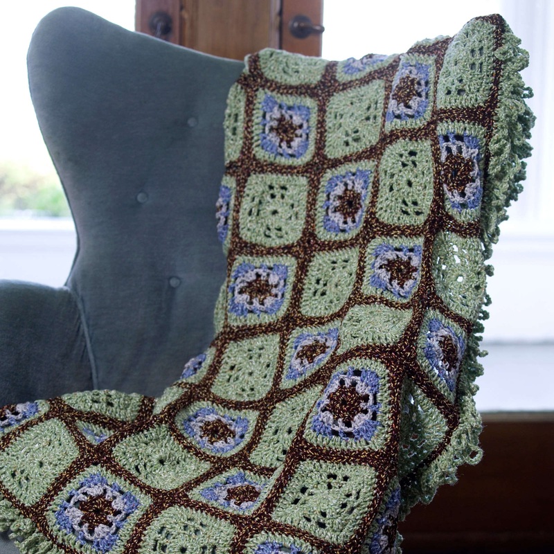 Red Heart Crochet Little Windows Granny Throw
