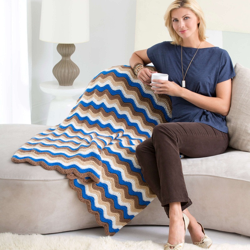 Red Heart Crochet Ripple Throw