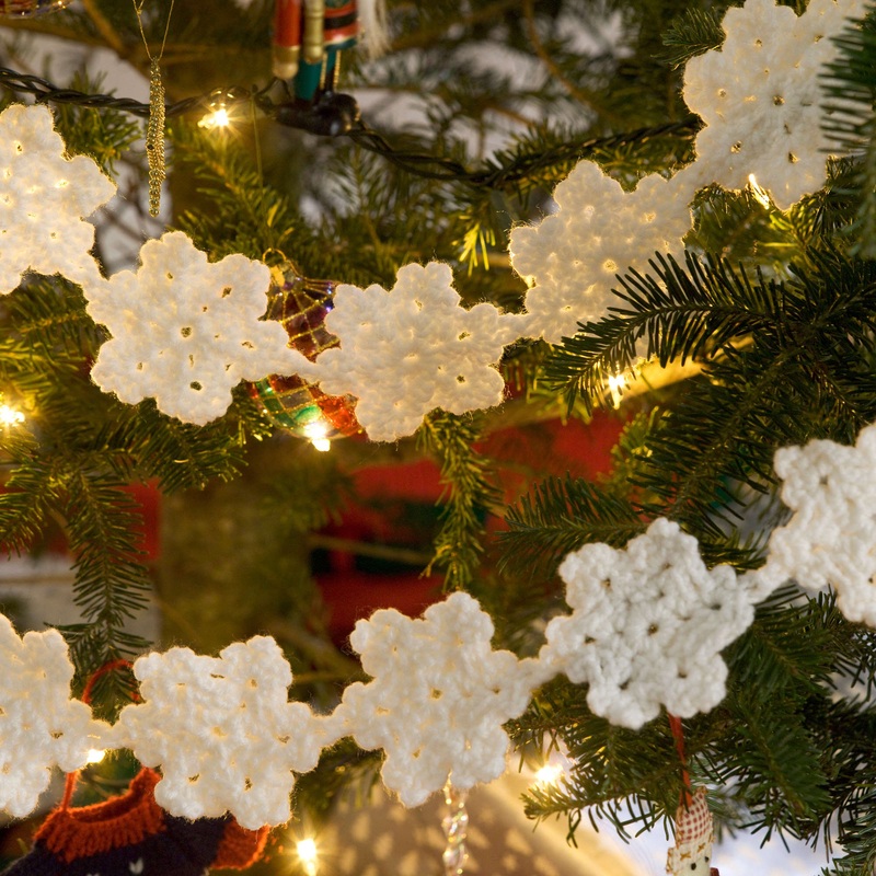 Red Heart Crochet Snowflake Garland