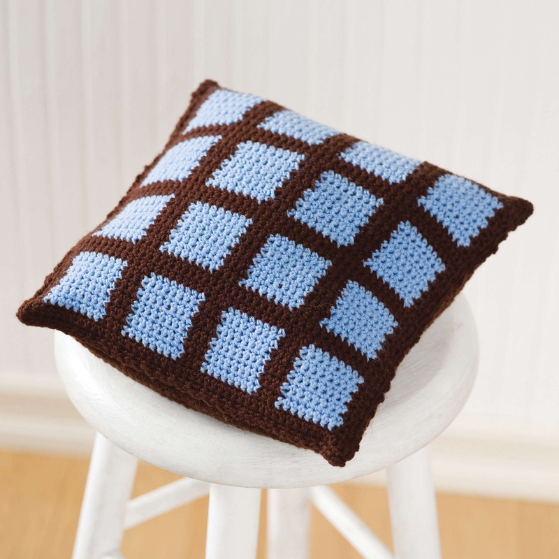 Red Heart Crochet Two-Color Pillow