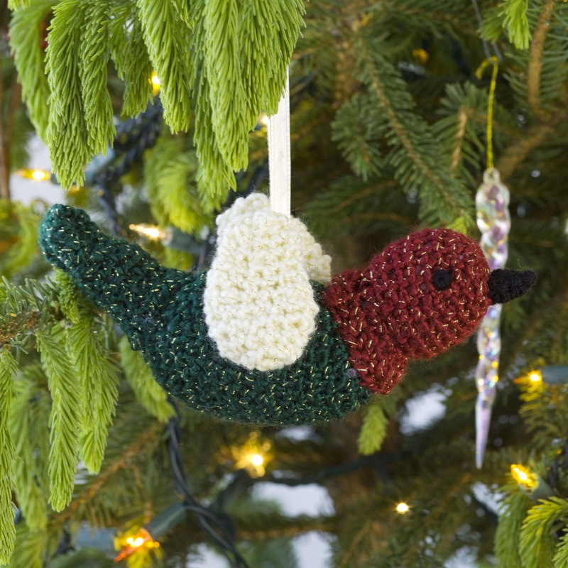 Red Heart Crocheted Chirper Ornament