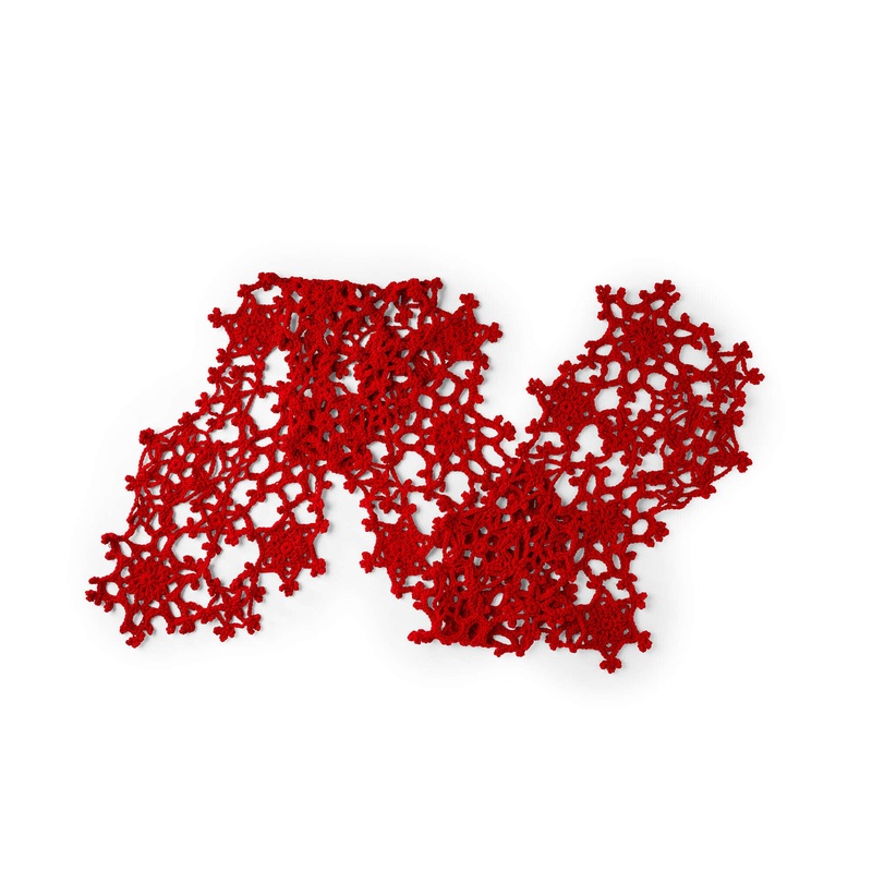 Red Heart Crocheted Snowflake Table Runner