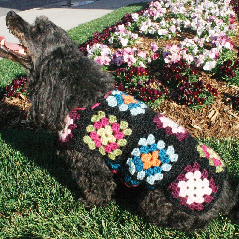 Red Heart Dog’s Crochet Granny Square Sweater