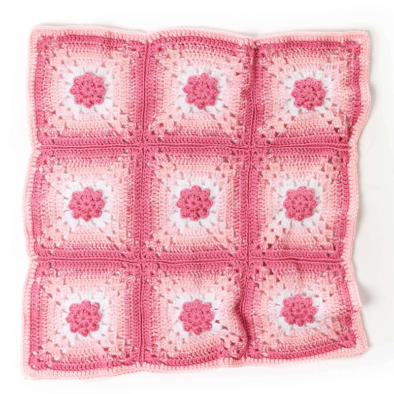Red Heart Fancy Flowers Crochet Baby Blanket
