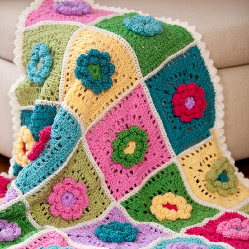 Red Heart Field of Dreams Crochet Blanket