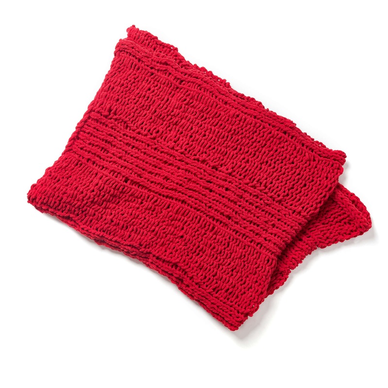 Red Heart Finger Knit Snuggly Blanket
