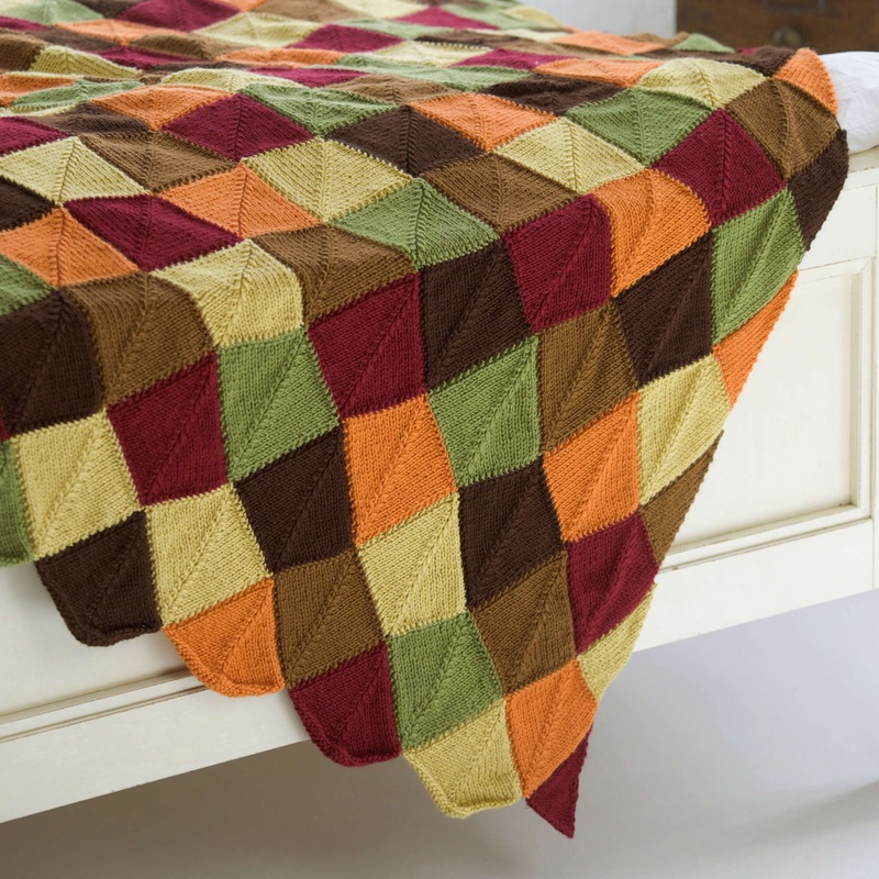 Red Heart Knit Falling Leaves Afghan