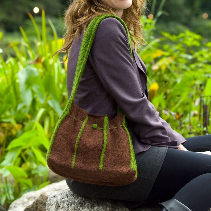 Red Heart Knit Felted Tuck Purse