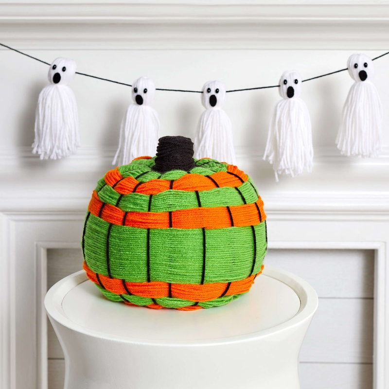 Red Heart Craft Hand Woven Yarn Wrapped Pumpkin