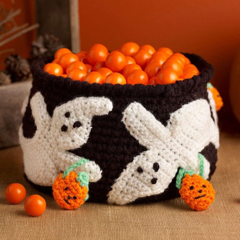 Red Heart Crochet Ghostly Candy Bowl