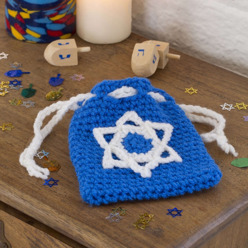 Red Heart Crochet Gift of Gelt Bag