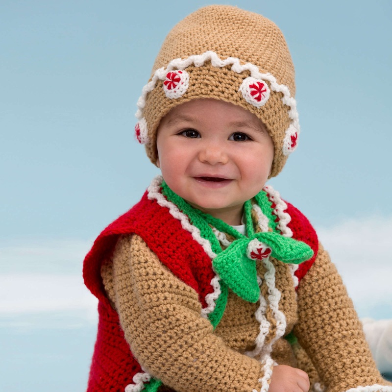 Red Heart Crochet Gingerbread Baby Set