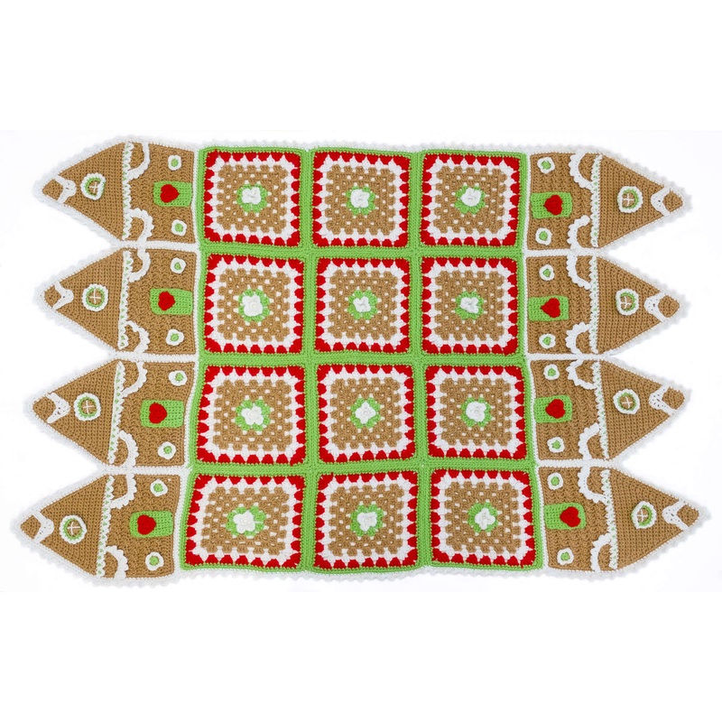 Red Heart Crochet Gingerbread House Throw