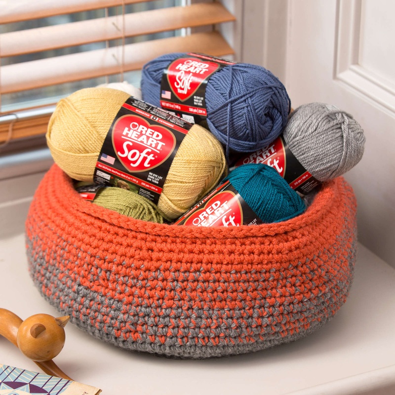 Red Heart Crochet Glowing Embers Basket