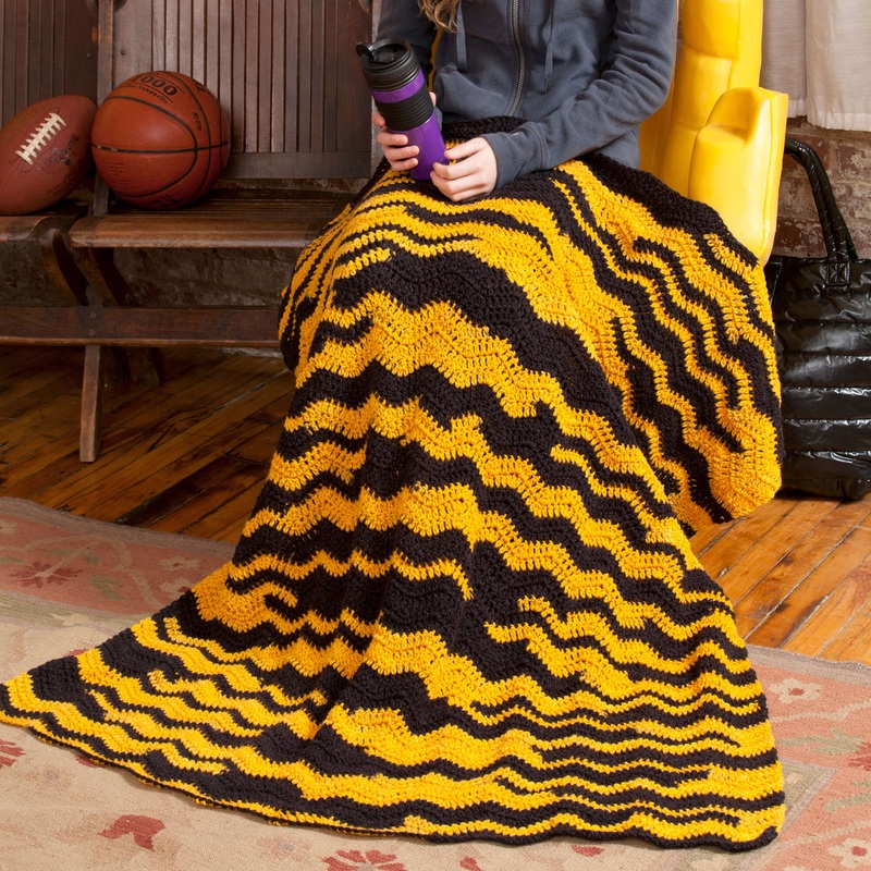 Red Heart Crochet Go Team Throw