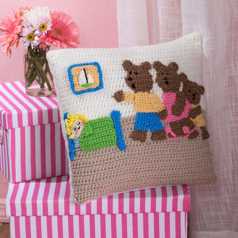 Red Heart Crochet Goldilocks and the Three Bears Pillow