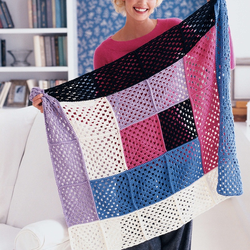 Red Heart Crochet Graphic Grannies Throw