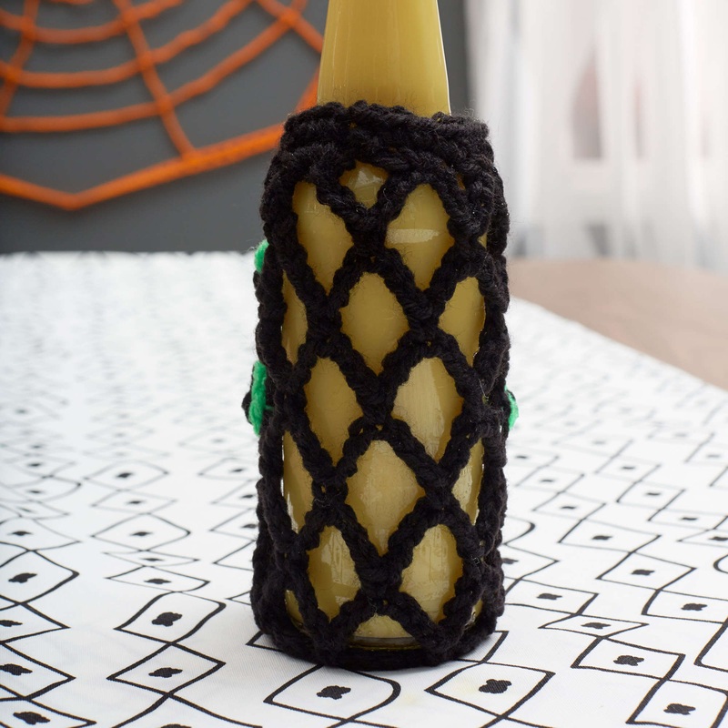 Red Heart Crochet Halloween Spider Drink Cozy