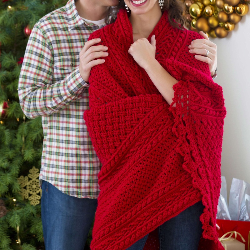 Red Heart Crochet Holiday Cables Throw