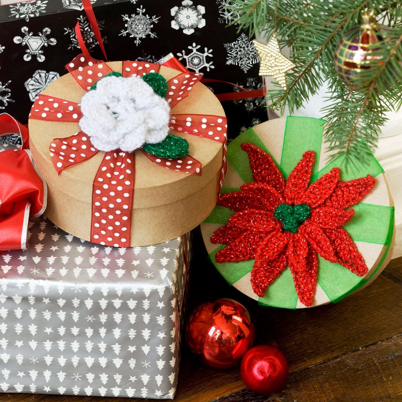 Red Heart Crochet Holiday Flowers