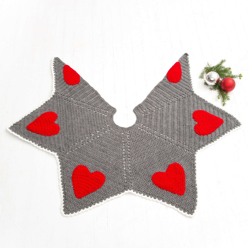 Red Heart Crochet Holiday Hearts Tree Skirt
