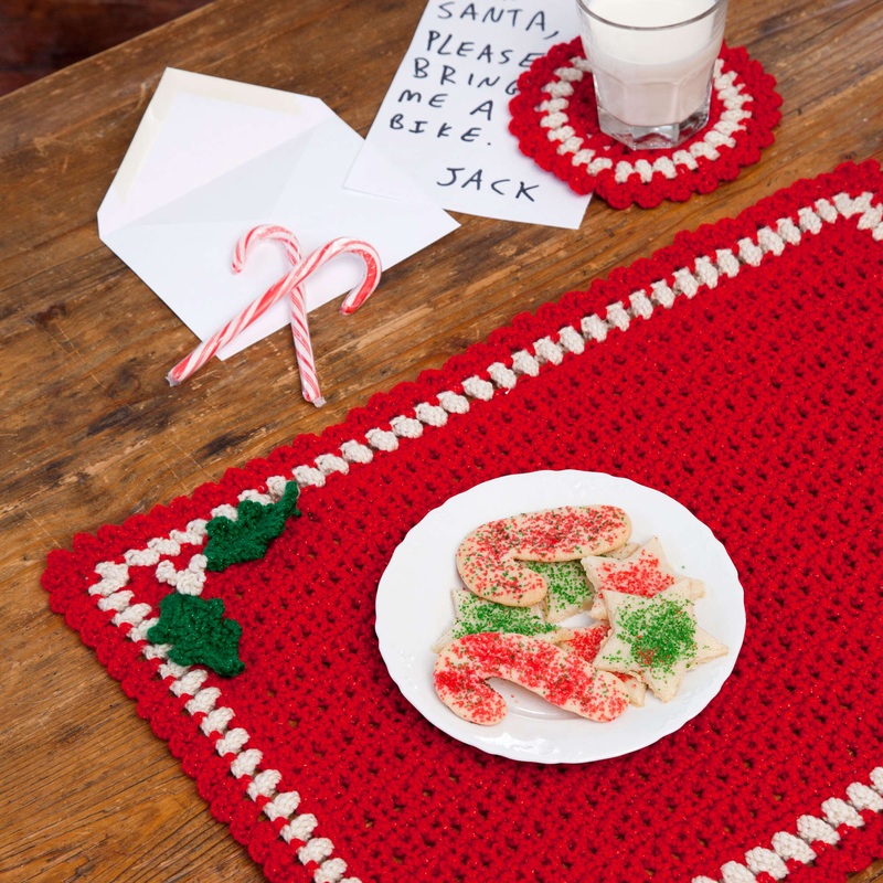 Red Heart Crochet Holiday Placemat Set